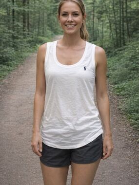 Polo by Ralph Lauren White Scoop Neck Tank with Navy Pony